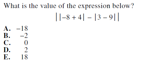 Example ACT Absolute Value Problem